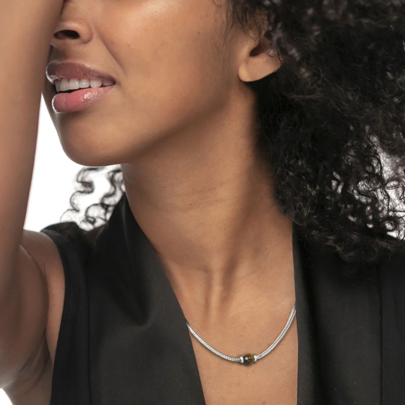 Collana catena snake con sfera centrale