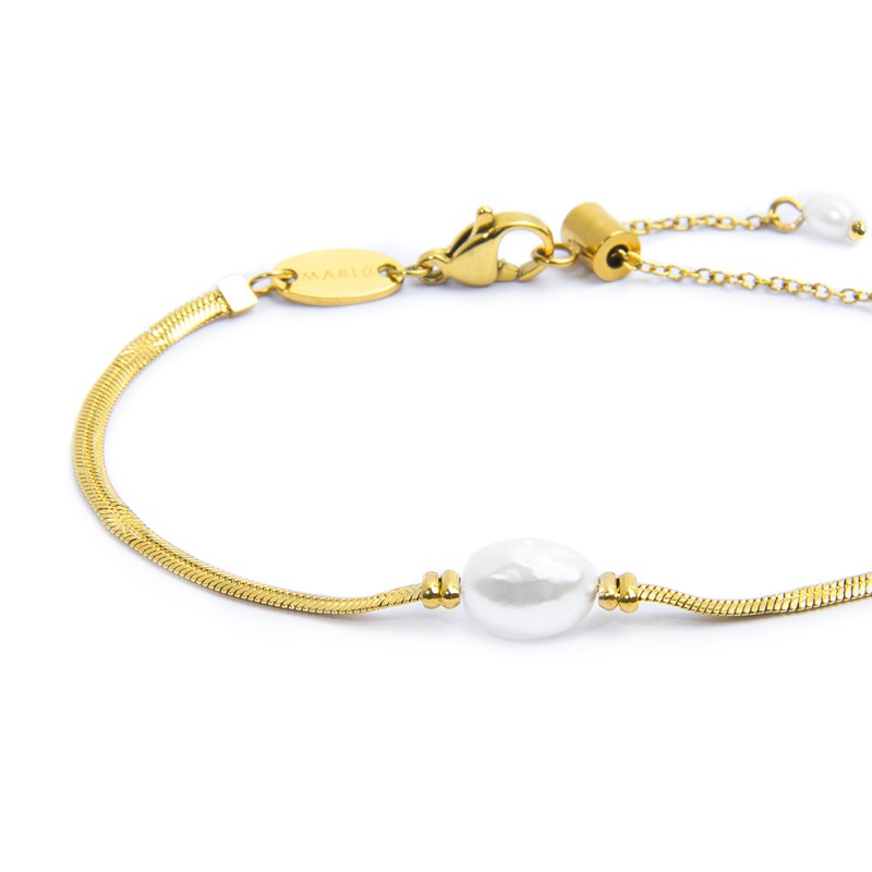 Bracciale tennis e bracciale con perla Bracciale tennis e bracciale con perla