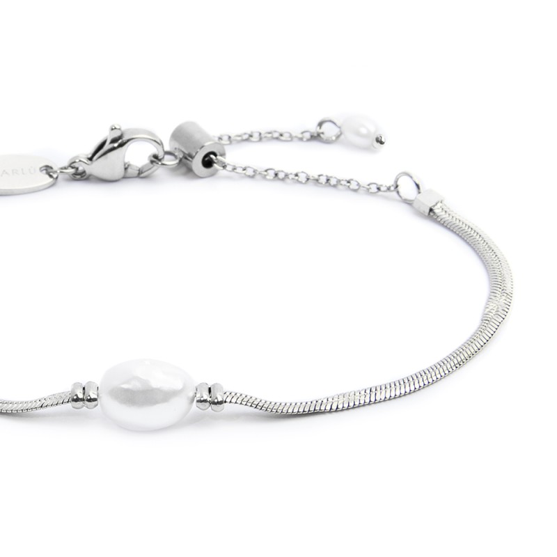 Bracciale tennis e bracciale con perla Bracciale tennis e bracciale con perla