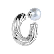 Orecchino a lobo a cerchietto con texture 2,5cm con chiusura perla