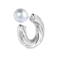 Orecchino a lobo a cerchietto con texture 2,5cm con chiusura perla