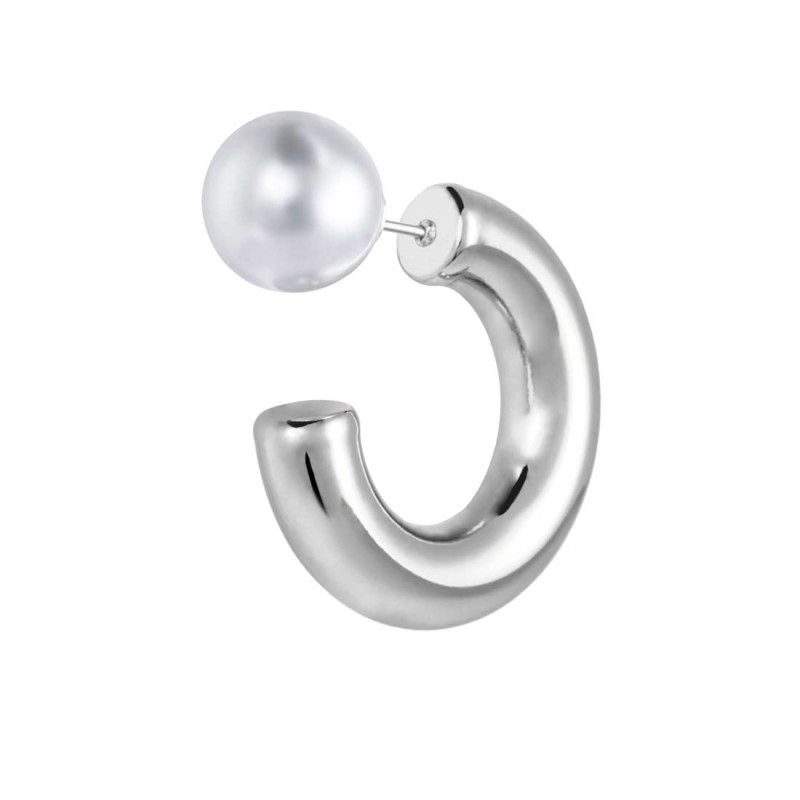 Orecchino a lobo a cerchietto 2,9cm con chiusura perla