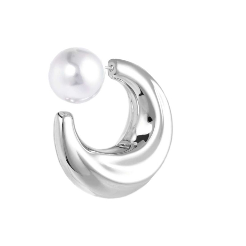 Orecchino a lobo a cerchietto aperto bombato 2,9cm con chiusura perla Orecchino a lobo a cerchietto aperto bombato 2,9cm con chiusura perla