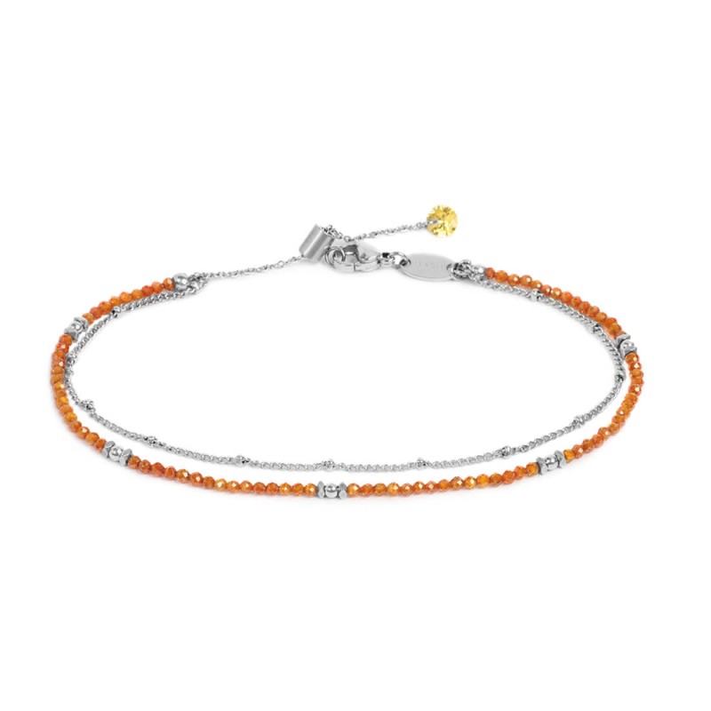 Cavigliera doppia catena con zirconi Cavigliera doppia catena con zirconi