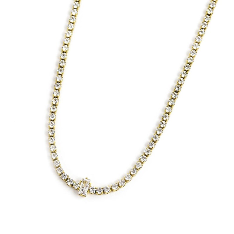 Collana tennis con zircone centrale Collana tennis con zircone centrale
