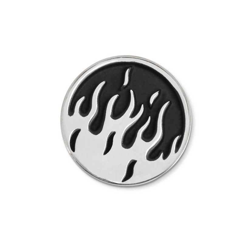 S.STEEL ROUND PLATE WITH FLAMES Polished s.steel round plate by casting 16,10 mm diameter, 1 mm thickness. On the front side fla S.STEEL ROUND PLATE WITH FLAMES Polished s.steel round plate by casting 16,10 mm diameter, 1 mm thickness. On the front side fla