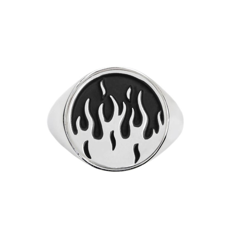 S.STEEL ROUND PLATE WITH FLAMES Polished s.steel round plate by casting 16,10 mm diameter, 1 mm thickness. On the front side fla