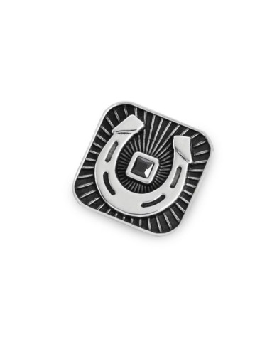 Piastrina quadrata ferro di cavallo con zircone nero changy Piastrina quadrata ferro di cavallo con zircone nero changy