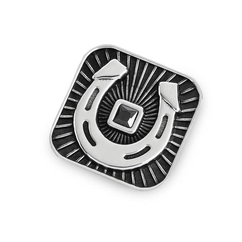 S.STEEL SQUARED PLATE HORSESHOE Polished s.steel squared by casting plate size 13,90*13,90 mm, 1 mm thickness. On front side hor S.STEEL SQUARED PLATE HORSESHOE Polished s.steel squared by casting plate size 13,90*13,90 mm, 1 mm thickness. On front side hor