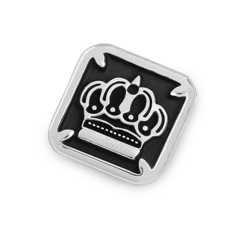 S.STEEL SQUARED PLATE WITH CROWN Polished s.steel squared plate by casting size 13,70*13,70 mm, 1 mm thickness. On the front sid S.STEEL SQUARED PLATE WITH CROWN Polished s.steel squared plate by casting size 13,70*13,70 mm, 1 mm thickness. On the front sid