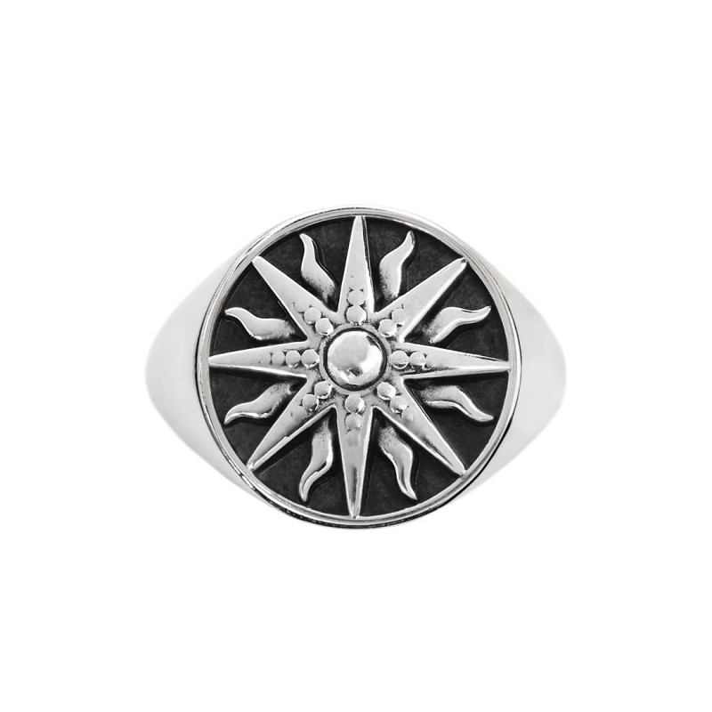 S.STEEL ROUND PLATE WITH SUN Polished s.steel round plate by casting 16,10 mm diameter, 1 mm thickness. On the front side sun po S.STEEL ROUND PLATE WITH SUN Polished s.steel round plate by casting 16,10 mm diameter, 1 mm thickness. On the front side sun po