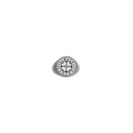 S.STEEL ROUND PLATE WITH FOUR-LEAF CLOVER Polished s.steel round plate by casting 16,10 mm diameter, 1 mm thickness. On the fron
