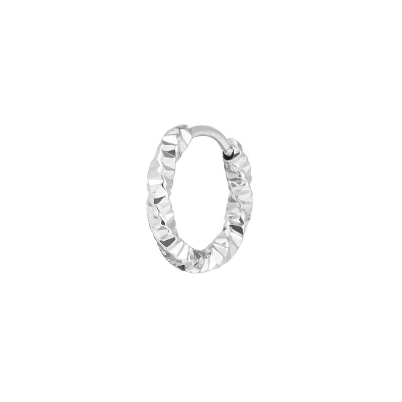 Orecchino a cerchio ritorto 1,5 cm trama diamantata Orecchino a cerchio ritorto 1,5 cm trama diamantata