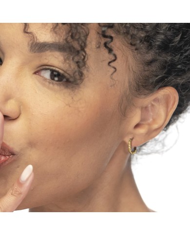 Orecchino ovale 1,8 cm trama diamantata