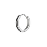 S.S. SINGLE ROUND WITH DOTS TEXTURE S.steel single round earring 15,15 mm diameter with mat black oil dots texture. Thickness 2,