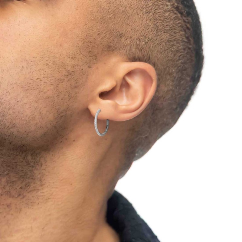 Orecchino a cerchio 2,9 cm con zirconi Orecchino a cerchio 2,9 cm con zirconi