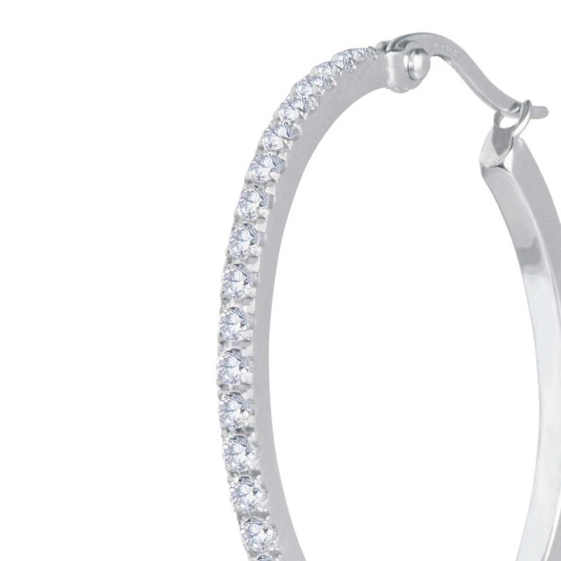 Orecchino a cerchio 3,2 cm con zirconi