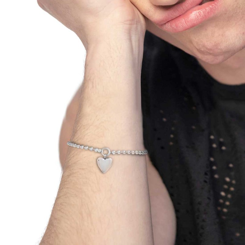 Bracciale catena a sfere con cuore Bracciale catena a sfere con cuore