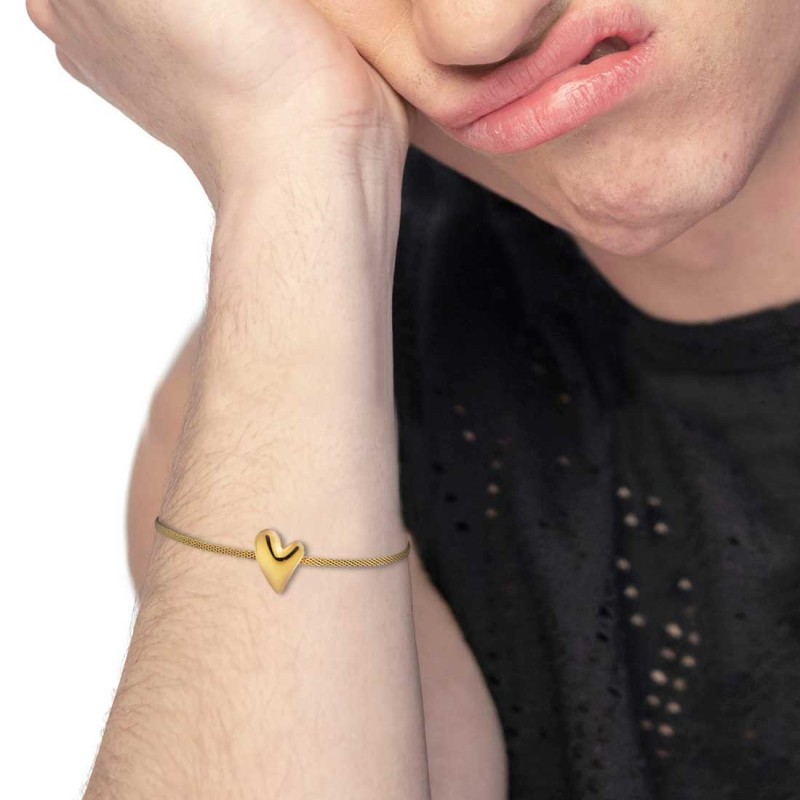 Bracciale catena mesh con cuore irregolare Bracciale catena mesh con cuore irregolare