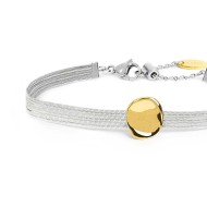 Bracciale catena snake piatta multifilo con bottone martellato Bracciale catena snake piatta multifilo con bottone martellato