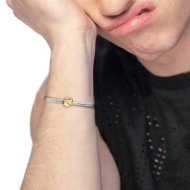 Bracciale catena snake piatta multifilo con bottone martellato Bracciale catena snake piatta multifilo con bottone martellato