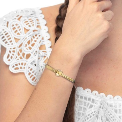 Bracciale catena snake piatta multifilo con bottone martellato Bracciale catena snake piatta multifilo con bottone martellato