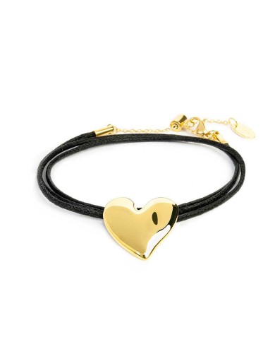 Bracciale triplo filo con cordino cerato con cuore irregolare Bracciale triplo filo con cordino cerato con cuore irregolare