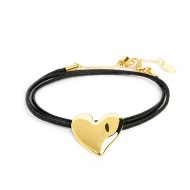 Bracciale triplo filo con cordino cerato con cuore irregolare Bracciale triplo filo con cordino cerato con cuore irregolare