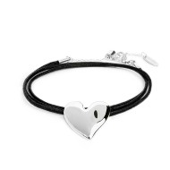 Bracciale triplo filo con cordino cerato con cuore irregolare
