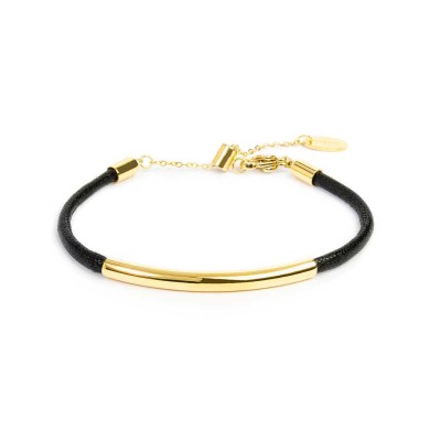 Bracciale triplo filo con cordino cerato con tubolare centrale Bracciale triplo filo con cordino cerato con tubolare centrale