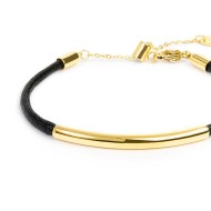 Bracciale triplo filo con cordino cerato con tubolare centrale Bracciale triplo filo con cordino cerato con tubolare centrale