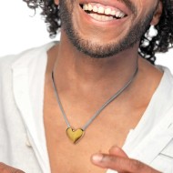 Collana catena mesh con cuore irregolare martellato Collana catena mesh con cuore irregolare martellato