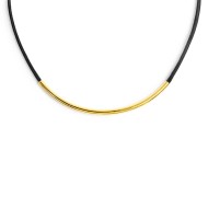 Collana cordino cerato nero con tubolare centrale Collana cordino cerato nero con tubolare centrale