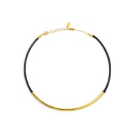 Collana cordino cerato nero con tubolare centrale Collana cordino cerato nero con tubolare centrale