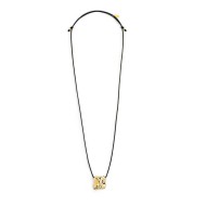 COLLANA CON CORDINO NERO CON PEND A QUAD. IRR. ACCIAIO