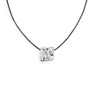 COLLANA CON CORDINO NERO CON PEND A QUAD. IRR. ACCIAIO COLLANA CON CORDINO NERO CON PEND A QUAD. IRR. ACCIAIO