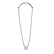 COLLANA CON CORDINO NERO CON PEND A QUAD. IRR. ACCIAIO COLLANA CON CORDINO NERO CON PEND A QUAD. IRR. ACCIAIO