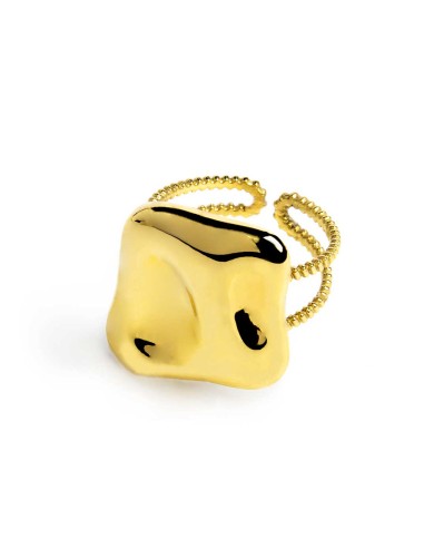 Anello doppia fascia con quadrato irregolare martellato Anello doppia fascia con quadrato irregolare martellato