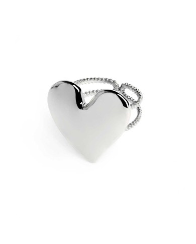 Anello doppia fascia con cuore irregolare martellato Anello doppia fascia con cuore irregolare martellato