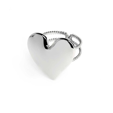 Anello doppia fascia con cuore irregolare martellato Anello doppia fascia con cuore irregolare martellato