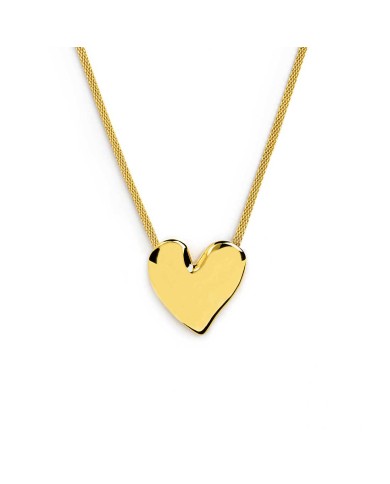 Collana catena mesh con cuore irregolare martellato Collana catena mesh con cuore irregolare martellato