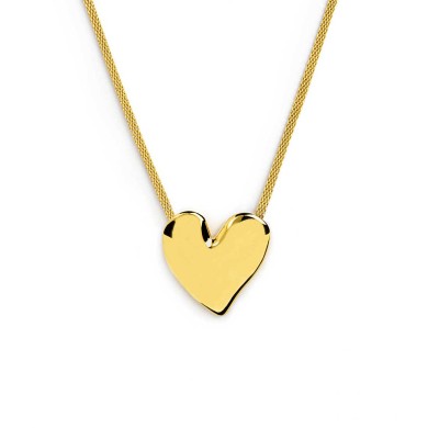 Collana catena mesh con cuore irregolare martellato Collana catena mesh con cuore irregolare martellato