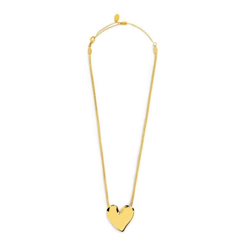 Collana catena mesh con cuore irregolare martellato Collana catena mesh con cuore irregolare martellato