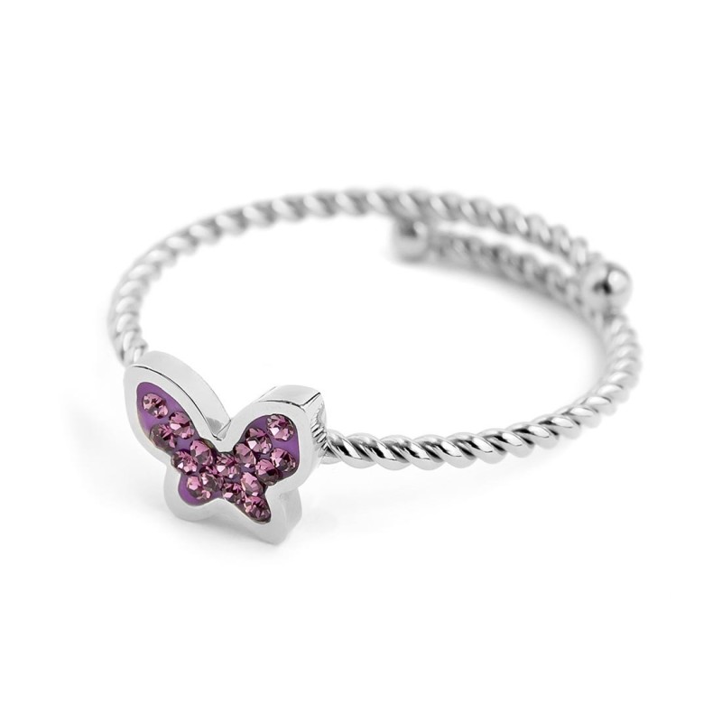 Anello farfalla con cristalli