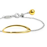 S.STEEL AND S.S.GOLD IP BR WITH OVAL RING Polished s.steel and s.s.gold ip bracelet with cross chain 1,20 mm width, 0,20 mm thic