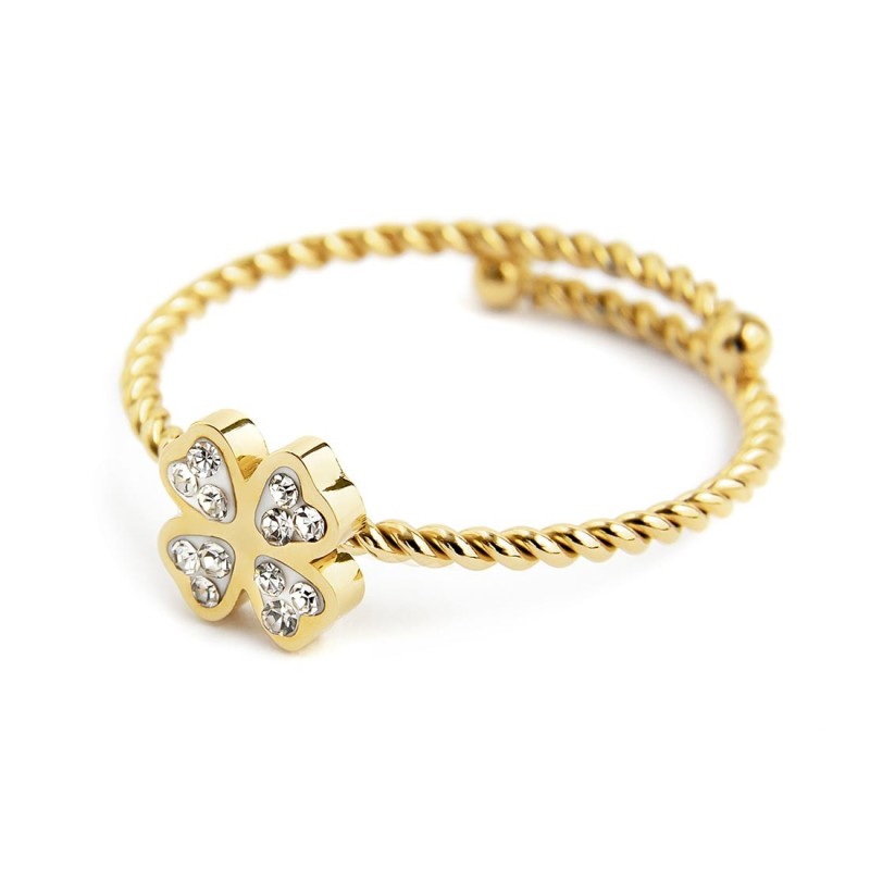 Anello quadrifoglio con cristalli
