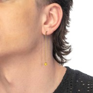 Orecchino pendente catena a sfere con cuore