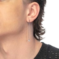 Orecchino pendente catena a sfere con cuore