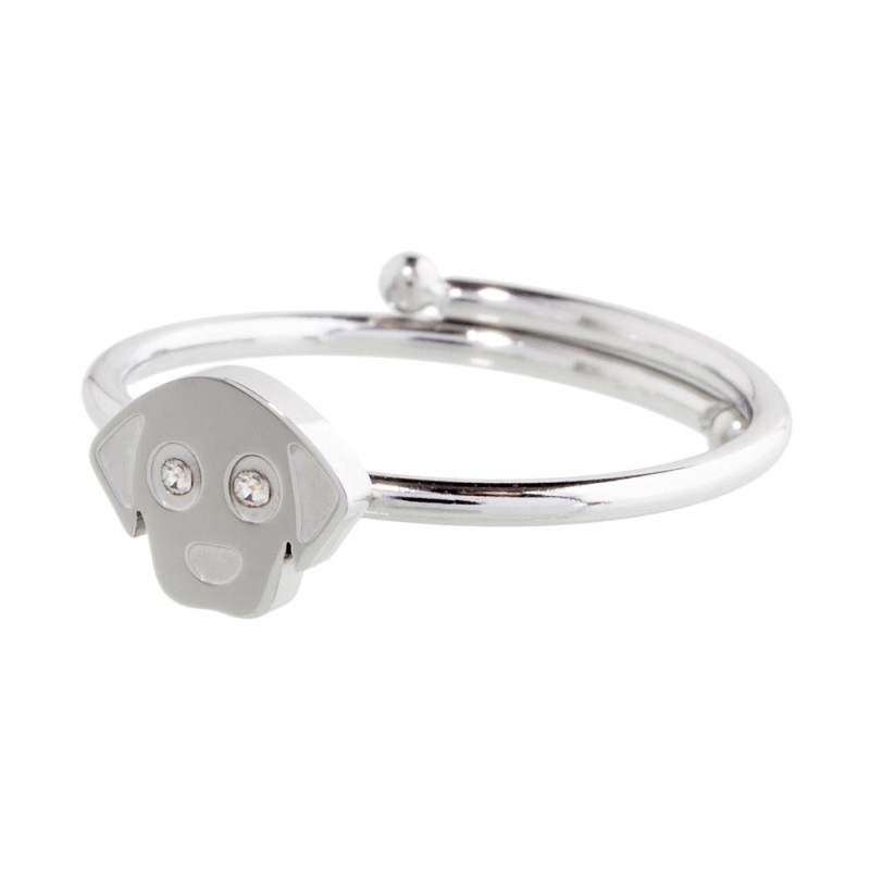 ANELLO CANE CON CRIST BIANCHI ANELLO CANE CON CRIST BIANCHI