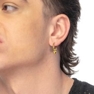 Orecchino ovale con cuore pendente con zircone